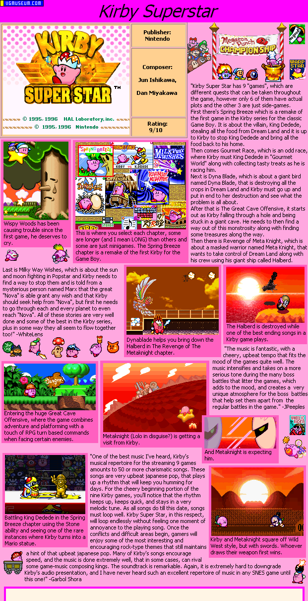 Kirby Super Star Music Soundtrack